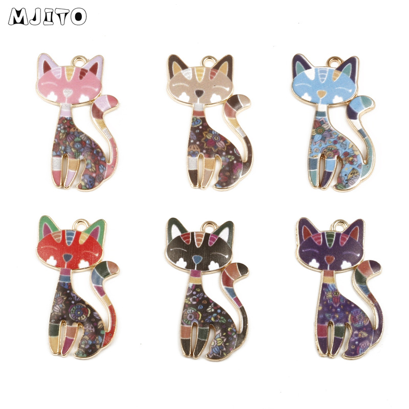 6-Color Frosted Halloween Fox Pendant 17*29mm Popular Kc Gold Drop Oil Printing DIY Handmade Necklace Jewelry