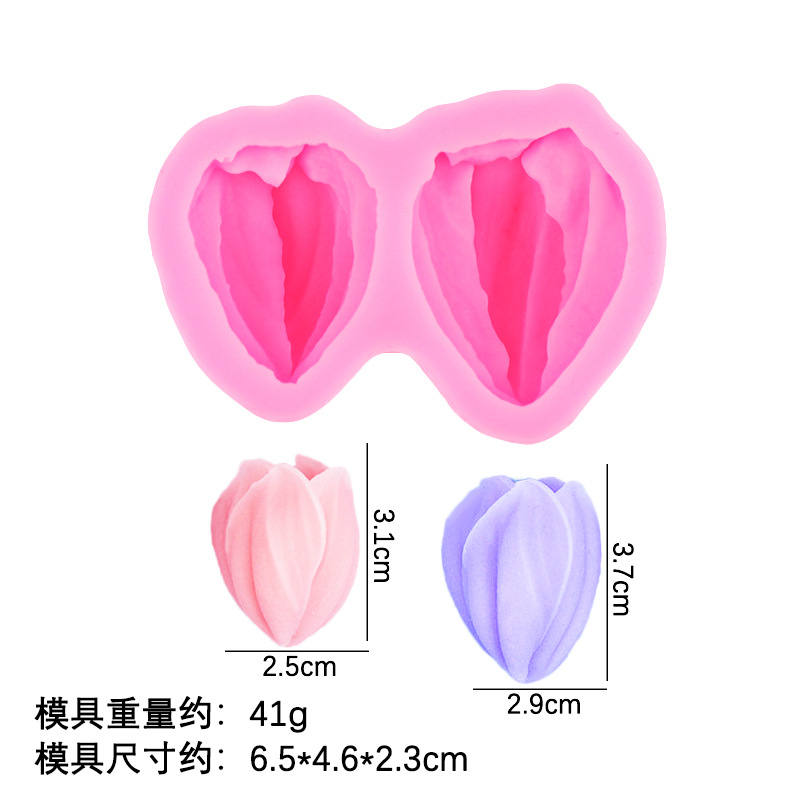 Raspador flor tulipán flor hoja molde de silicona pastel de bricolaje decoración chocolate horneado pétalos molde de hoja