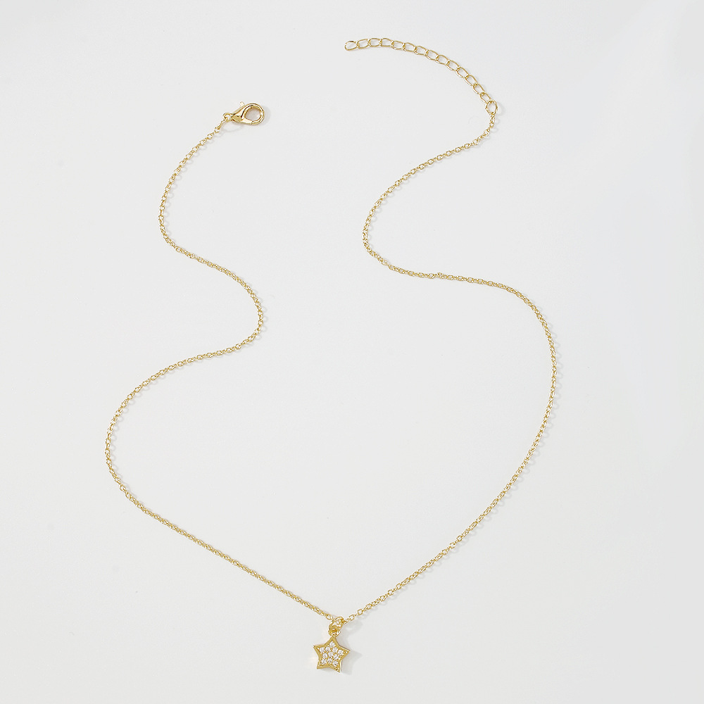 vintage exaggerated pentagram snake-shaped color zircon copper necklace wholesale