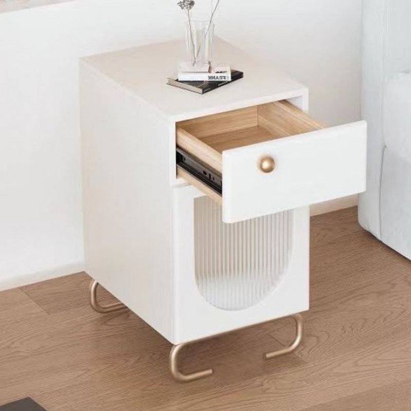 Solid Wood Drawer Storage Cabinet Side Cabinet Storage Rack Bedside Table Stainless Steel Foot Cabinet Painted Storage Cabinet