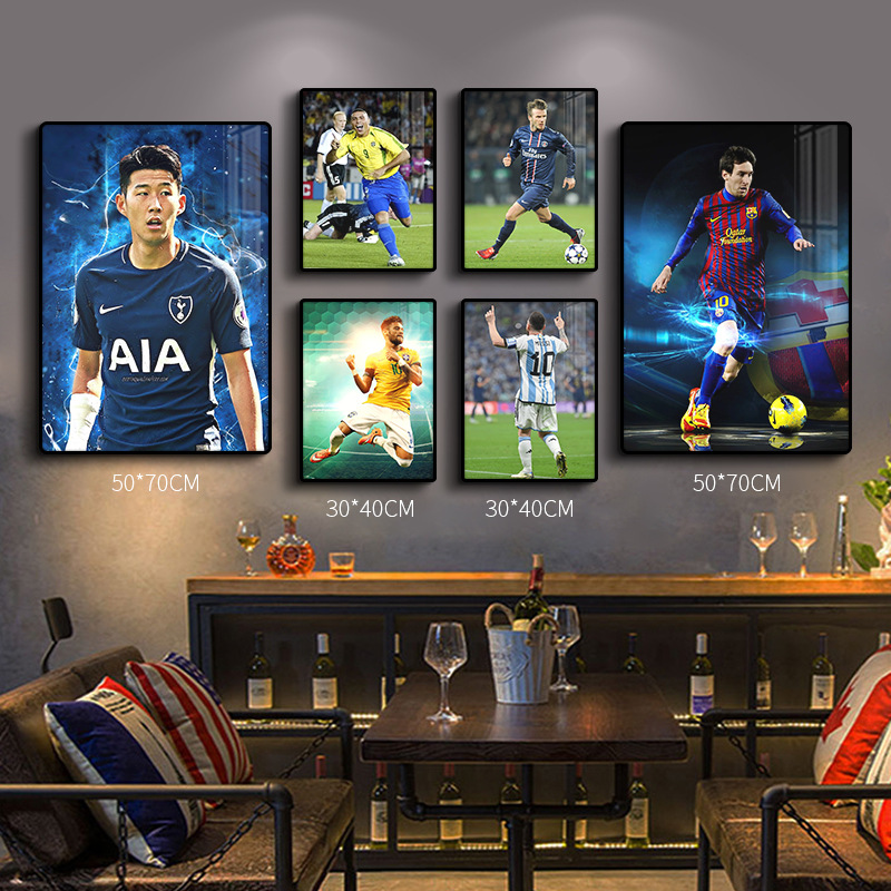 Estrellas del fútbol decoración Ronaldo fondo póster de pared deportivo Lotería mural Copa del Mundo Colgar pintura Euro 2024