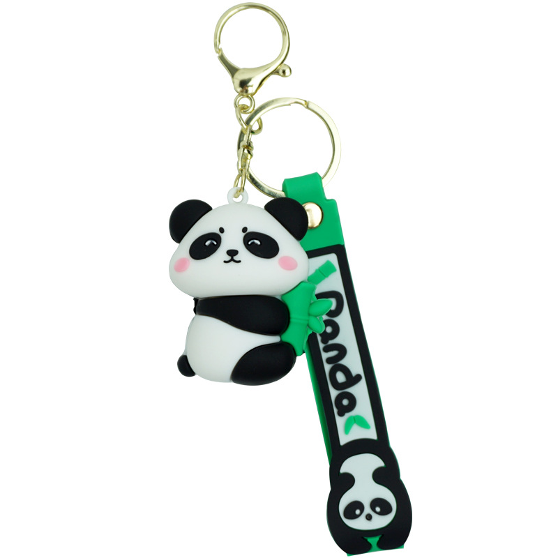 Portachiavi di peluche a forma di panda, creativo e carino, che abbraccia il bambù, squisito ciondolo per auto, decorazione per zaino_voghion.com