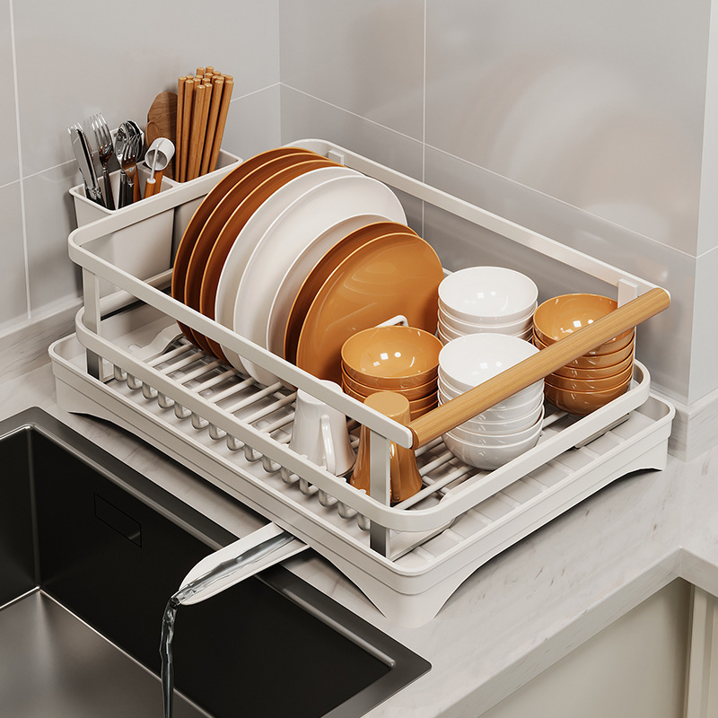 platos de cocina, palillos, estante de almacenamiento de platos, estante de almacenamiento de platos, estante de drenaje de agua, caja de almacenamiento de platos