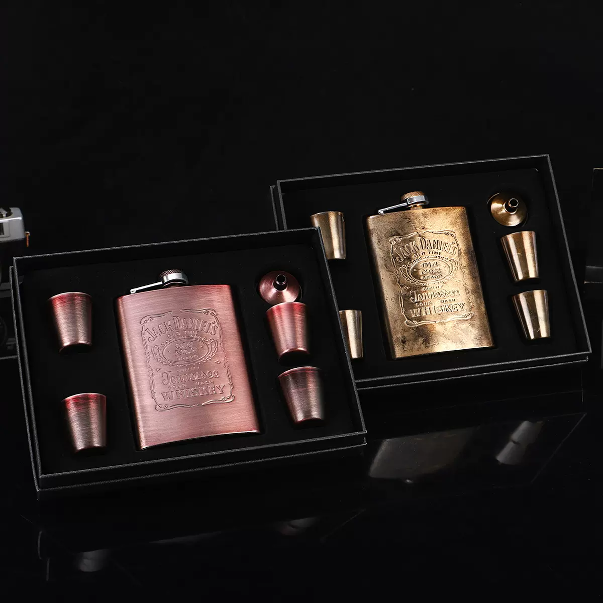 户外随身小酒壶不锈钢扁形酒壶便携小酒瓶套装露营男士随身酒壶