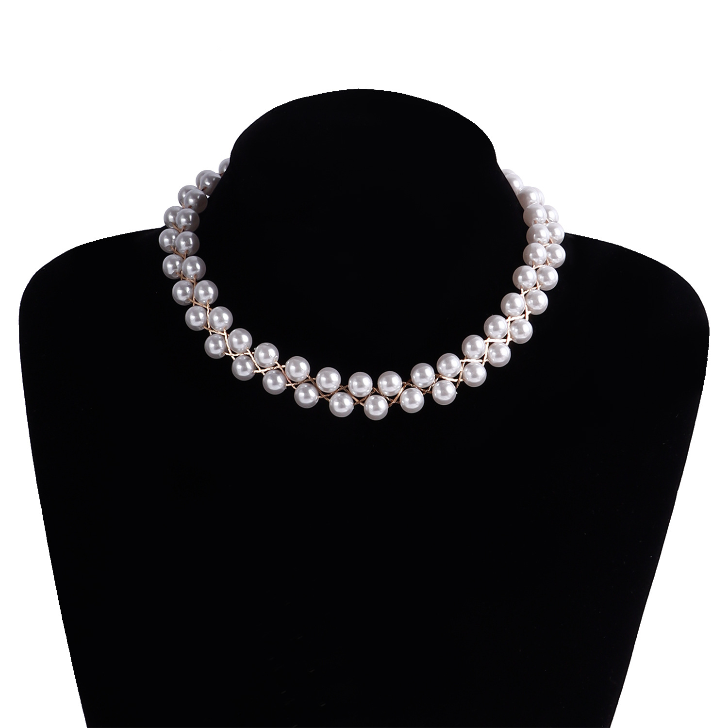 Colar de pérolas elegante feminino gargantilha longa minimalista_voghion.com