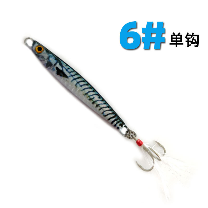 Luya Placa de hierro plomo pescado biónico cebo falso Pesca de Mar tiro largo lentejuelas cebo falso tres ganchos placa desnuda cebo de imitación al por mayor