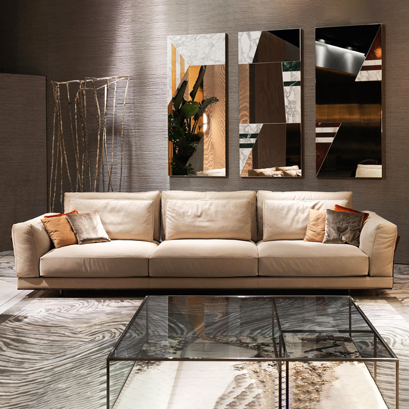 Italian lightweight luxury Visionnaire villa corner combination modern minimalist straight row national anthem top layer leather sofa