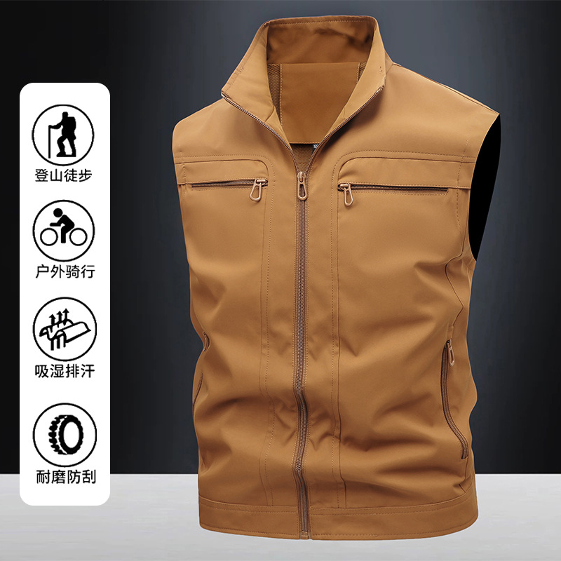 Verano montaña pesca al aire libre fotografía herramientas chaleco chaleco fino a prueba de viento chaleco de comercio exterior hombres multibolsillo personalizado