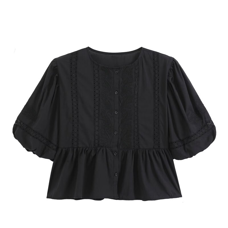 BSK&TRAF Women's Clothing 2026 Autumn New Simple Fashion Embroidered Lace Balloon Sleeve Shirt 5770228 BSK&TRAF Women's Clothing 2026 Autumn New Simple Fashion Embroidered Lace Balloon Sleeve Shirt 5770228