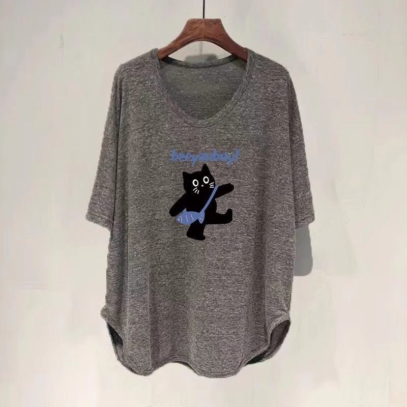 ファットmm 150kg ゆったり大きいサイズ ミドル丈 UVカラー 半袖 Tシャツ レディース 夏新作 韓国版 痩身お腹カバートップ|undefined