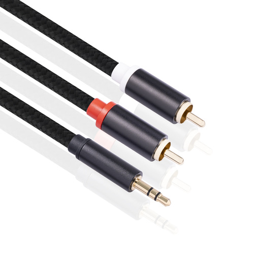 1m 2m all-copper gold-plated 3.5mm to 2RCA double Lotus mobile phone and computer connection amplifier subwoofer audio cable