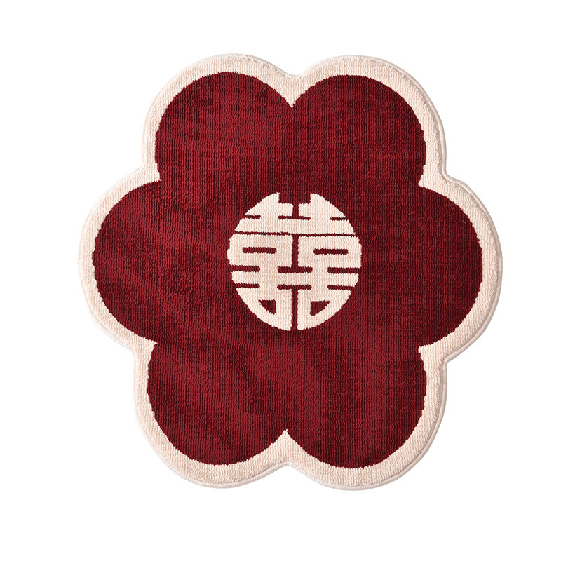 결혼식장 레드 웨딩 플로어 매트 새로운 중국 스타일 장식 해바라기 침대 옆 담요 웨딩 거실 축제 해피 워드 매트