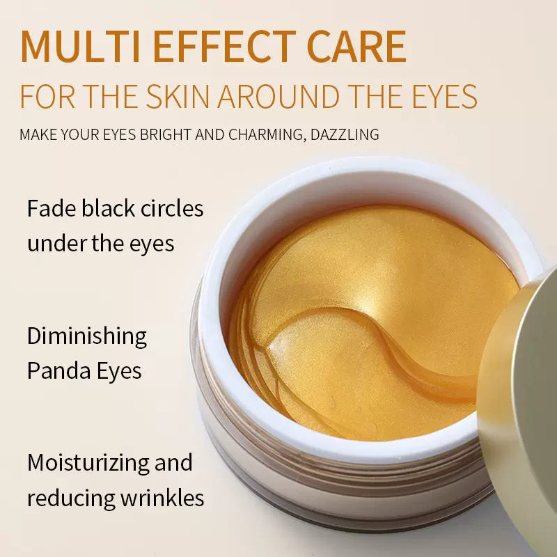 跨境胶原黄金瓶装眼膜批发源头工厂淡化眼纹补水紧致护肤黄金眼膜