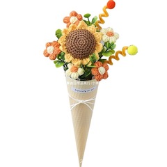 バレンタインデー手織りひまわり毛糸フラワー完成品ミックスアンドマッチング永遠のドライフラワーブーケ親友ギフト韓国風装飾
