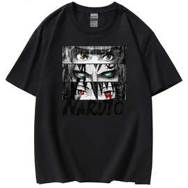 跨境Naruto火影忍者佐助写轮眼印花动漫T恤薄款男上衣短袖Tshirt