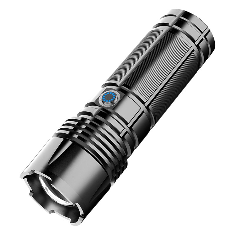 Una sola pieza de entrega al aire libre camping iluminación linterna láser linterna táctica aleación de aluminio telescópica zoom linterna