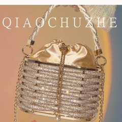 2023新款時尚輕奢簡約百搭手工編制螺絲紋女士包包鏈條女包晚宴包