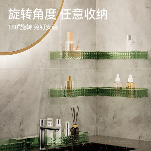 Corner Bathroom Vanity Shelf Corner Kitchen Shelf No Screwing Wall Hanging Strong Adhesive Hook Drainage Storage Shelf