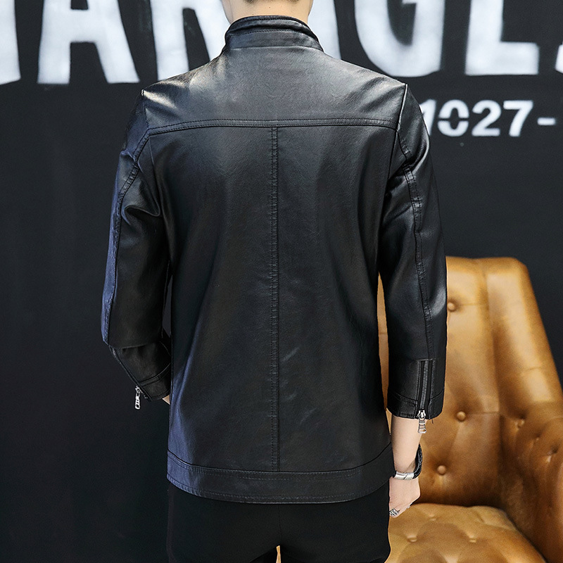 Men's Clothing Autumn and Winter Men's PU Leather Jacket Men's Thin Casual Men's Jacket Stand Collar Slim Leather Jacket Youth_ecoleips.com