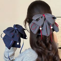 秋冬新款深色系爱心波点马尾夹半扎发蝴蝶结发夹后脑勺鲨鱼抓夹女