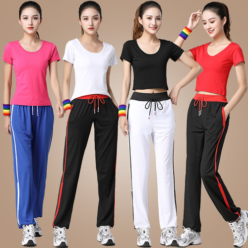 Yang Liping Square Dance Clothing Set Round Neck Short Sleeve Slimming Dance Wear Fitness Wear Team Dance Wear
