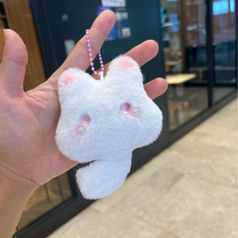 可爱吱吱叫超萌小白兔小白猫毛绒玩偶挂件情侣钥匙扣抓娃娃机玩具|undefined