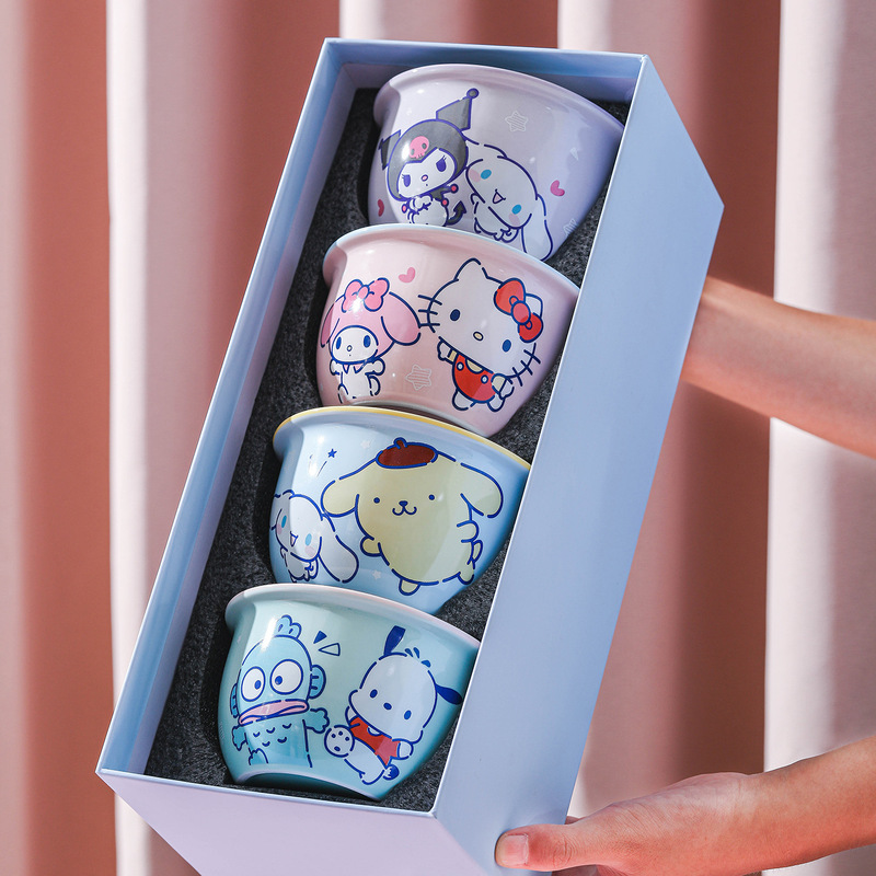 Sanrio Genuine Authorized Ceramic Tableware Set with Cute Cartoon Patterns, Rice Bowls for Home Use, Gift Box Set, Porcelain Bowls, Rice Bowls Sanrio Genuine Authorized Ceramic Tableware Set with Cute Cartoon Patterns, Rice Bowls for Home Use, Gift Box Set, Porcelain Bowls, Rice Bowls