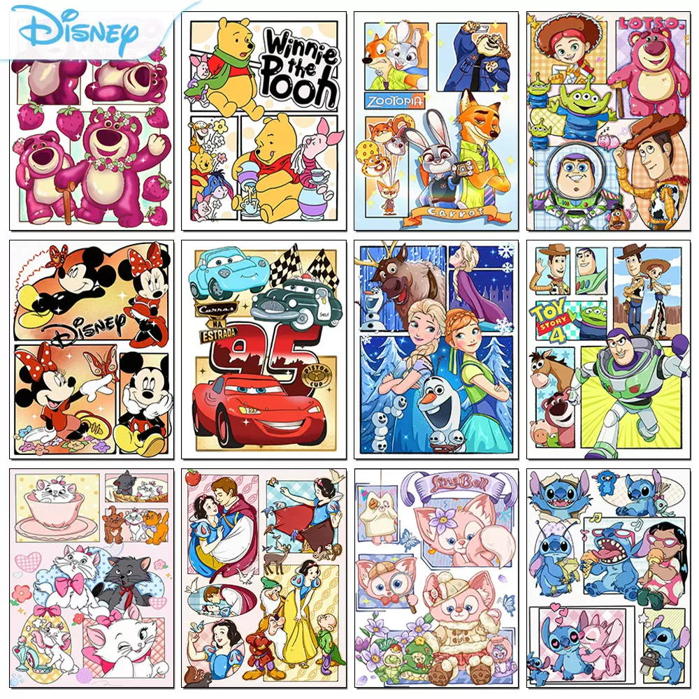 迪士尼 IP卡通画 合集钻石画 满钻儿童房沙发背景墙贴钻十字绣