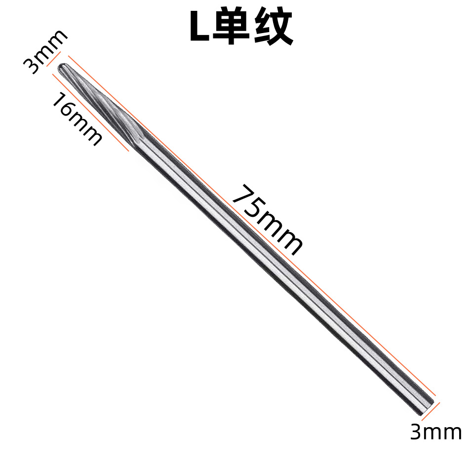 3x3x75mm varilla de extensión de aleación dura archivo rotatorio de acero de tungsteno archivo rotatorio amoladora eléctrica accesorios de pulido Desbarbado