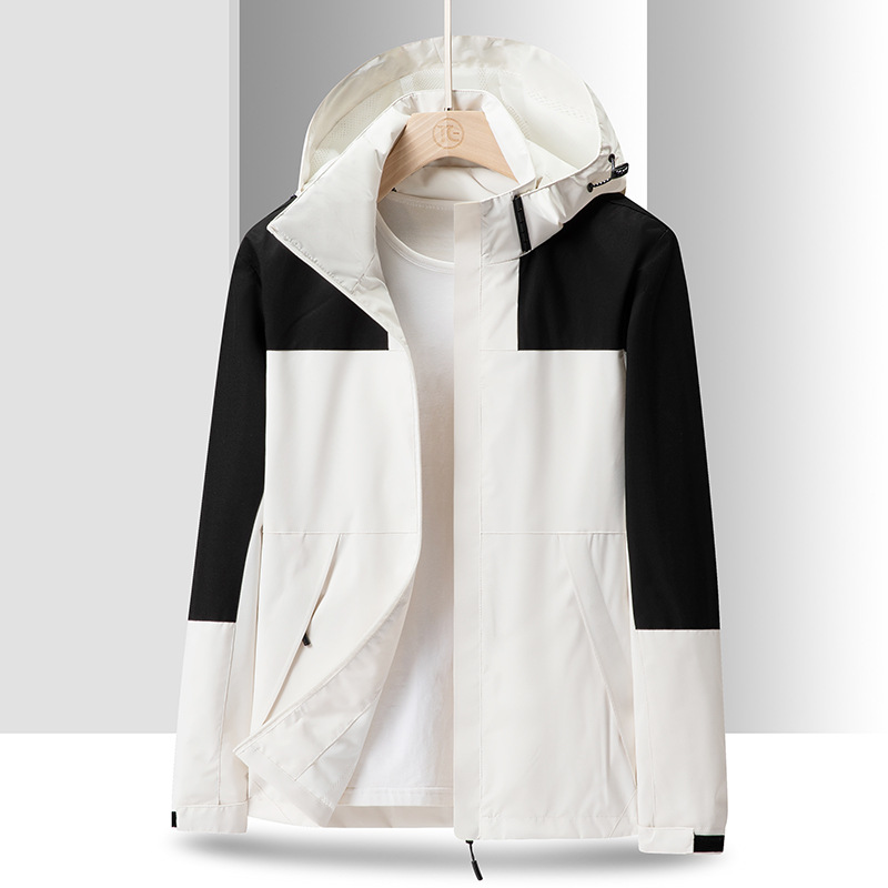 Primavera y otoño deportes al aire libre estilo de pareja al aire libre moda casual sombrero desmontable a juego chaqueta fina a prueba de viento para hombre