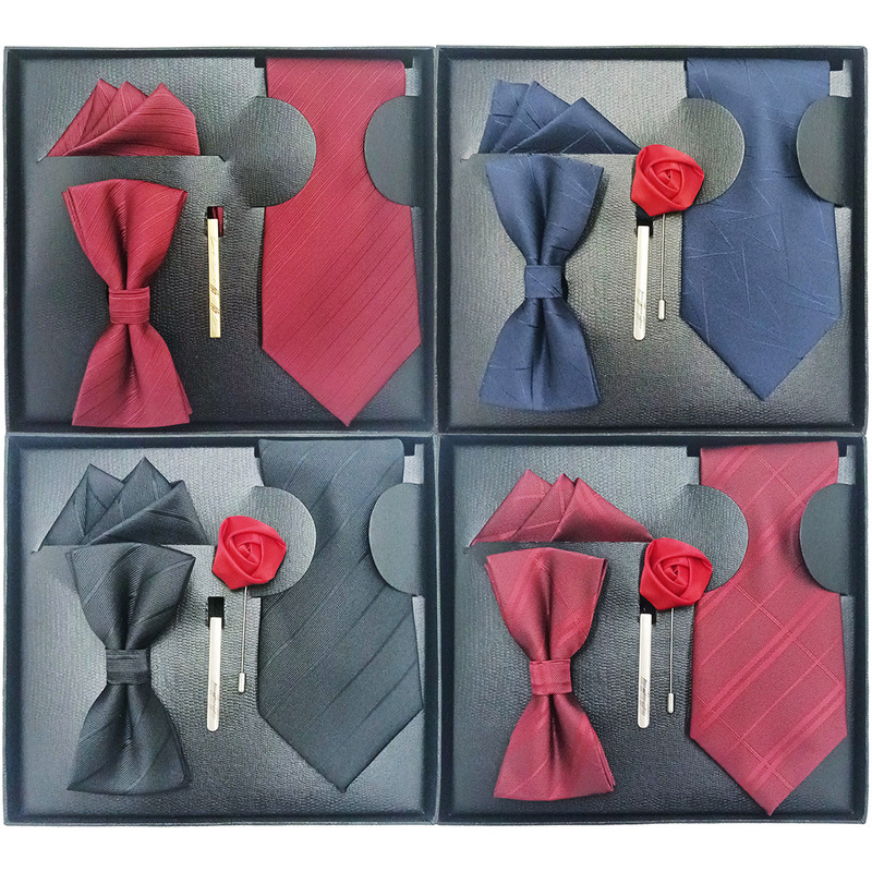 Factory Direct formal wear men's tie square towel gift box Fashion wedding dinner bridegroom tie bow tie suit