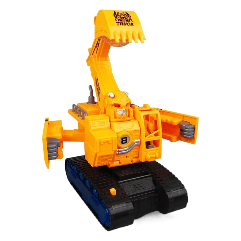 Deformación eléctrica universal de música flash excavadora de ingeniería de vehículos excavadora venta caliente para niños puesto de coche de juguete al por mayor