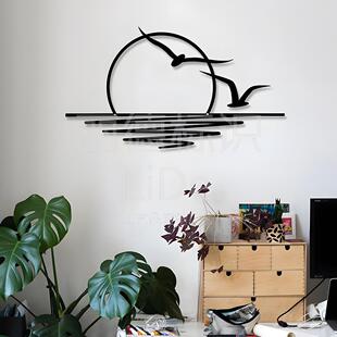 Cross-border wrought iron Sun waves wild goose seagull swallow art silhouette creative metal products living room home wall hanging