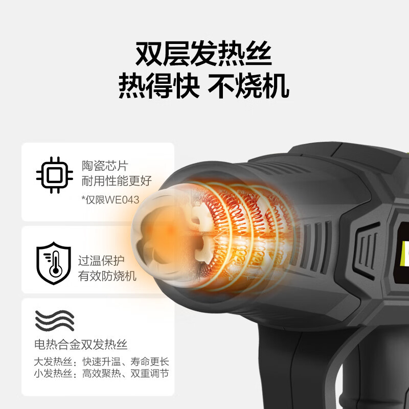 Pistola de Aire Caliente Industrial 2000W WE042 con Control de Temperatura