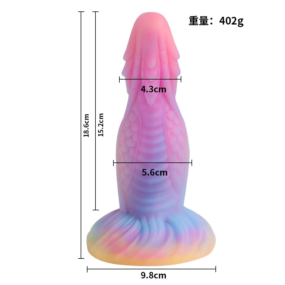 Силиконовый вагинальный dildo, светящийся платиновый силикон, фактурный фантазийный дизайн, 18,6 × 5,6 см