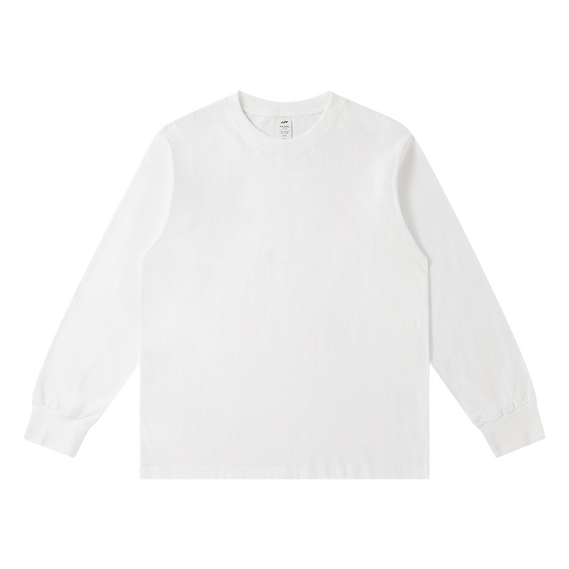 230 グラム秋と冬の新スタイル新疆コーマ綿白長袖 Tシャツメンズラウンドネックレギュラーソリッドカラーボトリングシャツ女性のトレンディなブランド|undefined