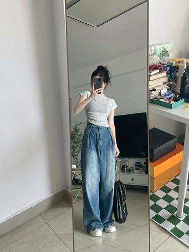 260g cotton modal American retro spicy girl slim fit short-sleeved T-shirt women's summer unique short style top