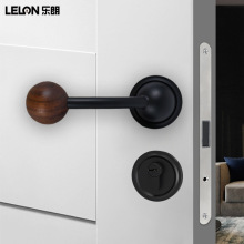定制室内设计锁具法式复古胡桃木圆球形门把手分体静音锌合金门锁