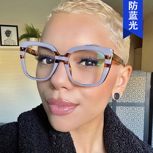Square flowered glasses frame  new European and American personality flat mirror fashion large frame plain glasses frame retro