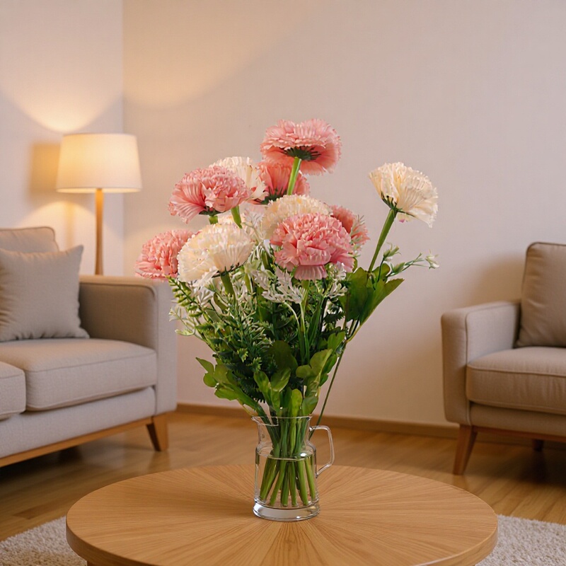 Carnation 11-Head Artificial Flower Bouquet Photography Props Small Bouquet for Photography Wedding Decoration Artificial Home Decor