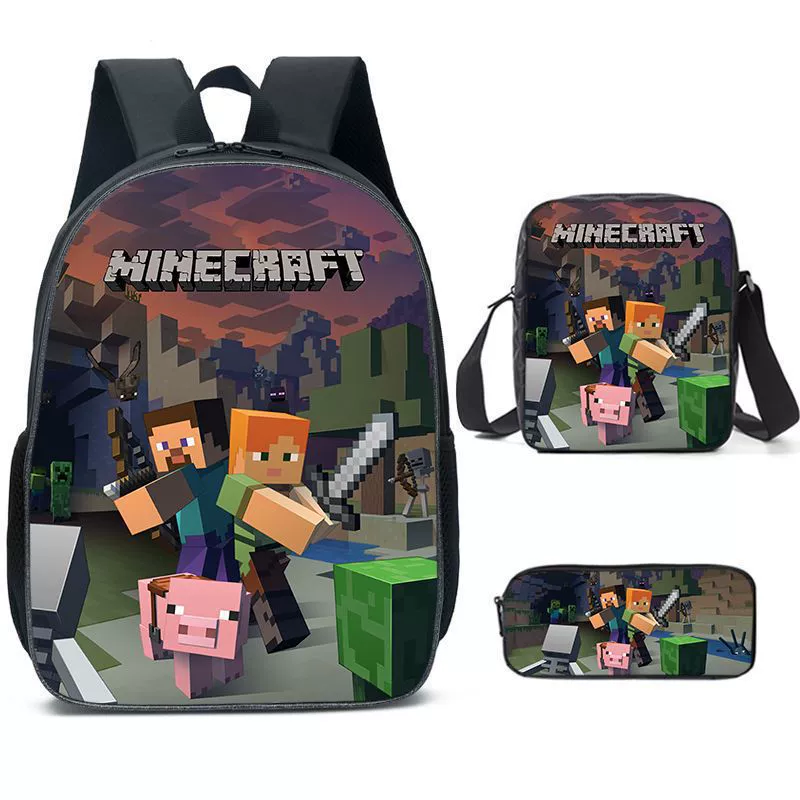 Новый кросс-бортовой продукт Minecraft карикатура школьный ранец набор из трех предметов для игры MINECRAFT оптовая продажа