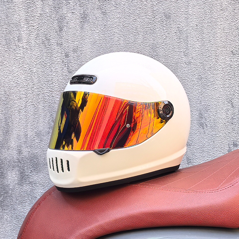 Orz Motocicleta Retro Casco completo Hombre Invierno Personalidad Cool Mujer Nacional Tendencia Crucero Coche Retro Casco Cuatro estaciones Universal