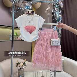 女童休闲半身裙套装裙子夏季新款儿童网红大童女孩短袖两件套夏装