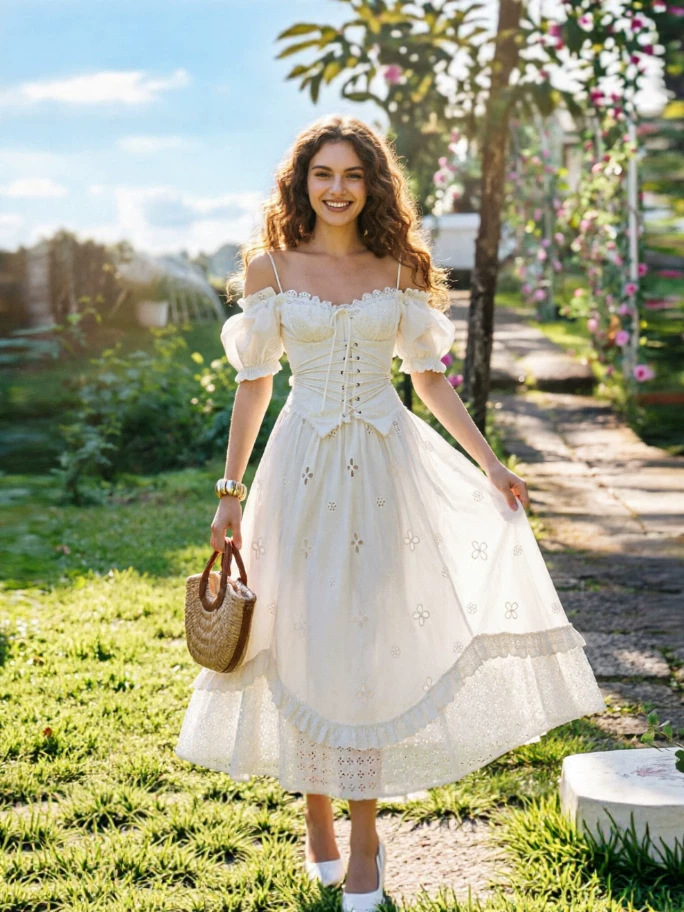 summer white lace dress