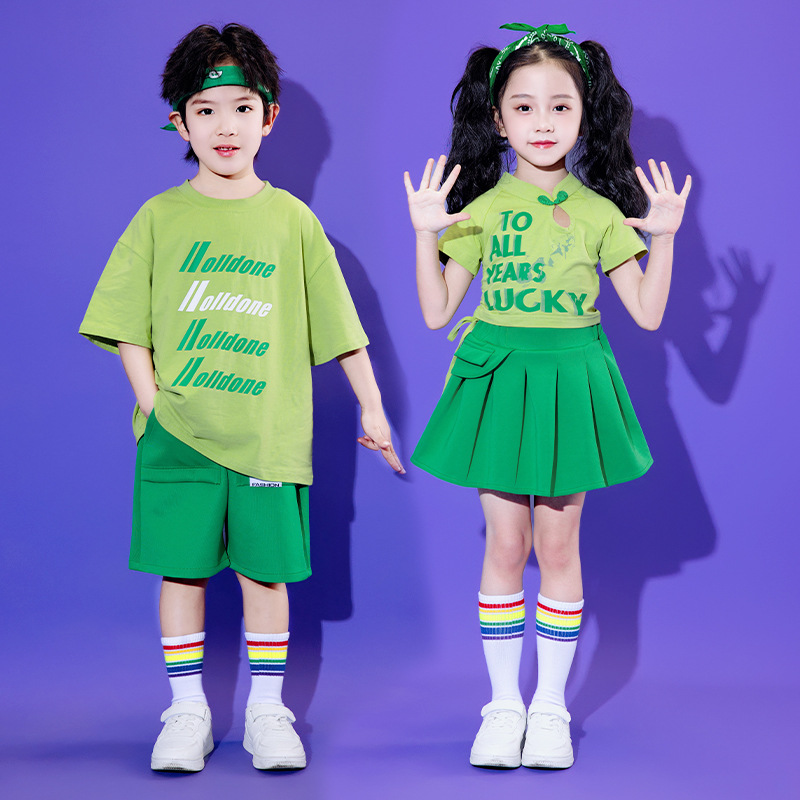六一儿童演出服新中式女童爵士舞蹈服装运动会幼儿园啦啦操表演服