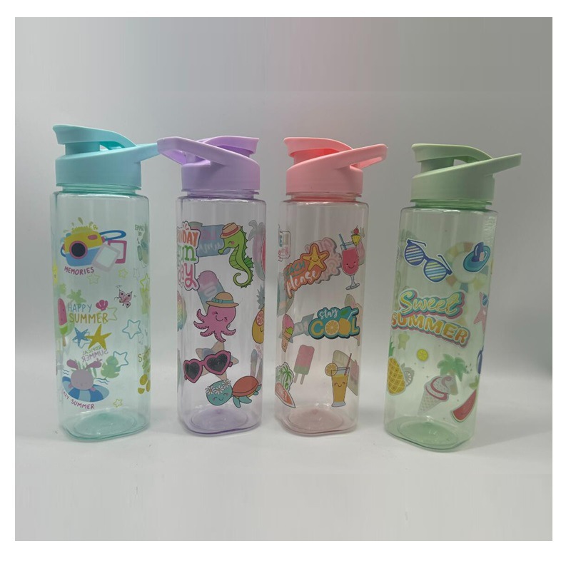 Productos de comercio exterior 800ML botella deportiva boquilla de succión portátil taza de plástico taza de agua impresa PET taza de dinosaurio