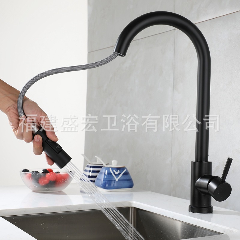 회전 야채 분지 수도꼭지를 당겨-우아한 검은 색