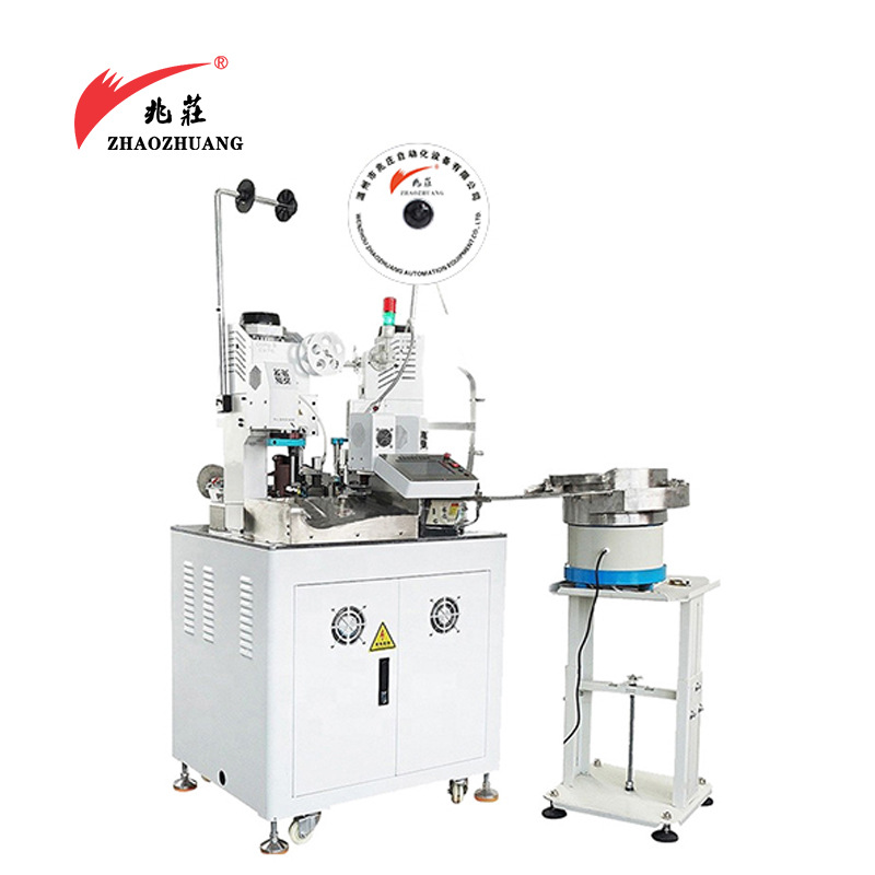 全自动双压单穿护套端子机双头打端压着机绝缘护套端子压接机