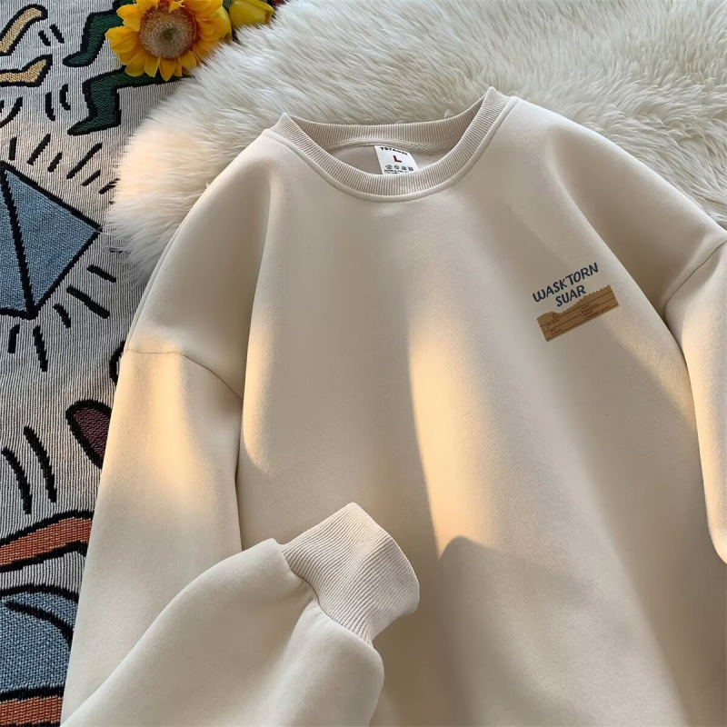 American Loose Casual Heavyweight Sweatshirt Men's 2025 Spring and Autum New Fashion Brand Versatile Long-Sleeved Round Neck Tops