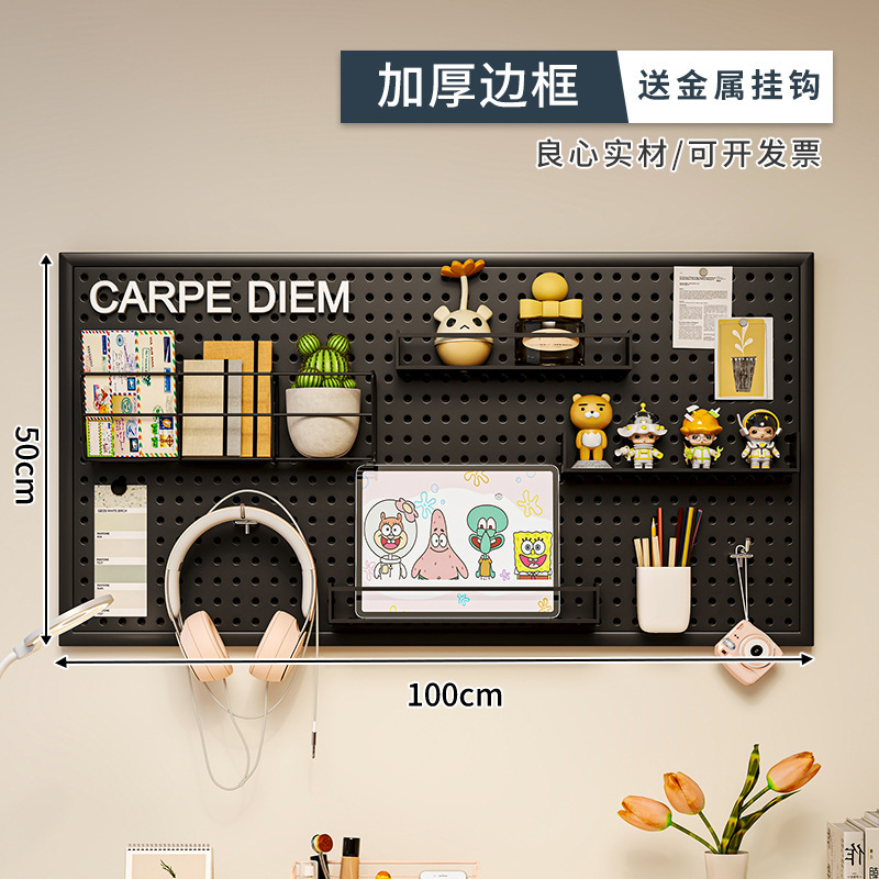Agujero tablero pared almacenamiento rack dormitorio pantalla estante colgante tablero estudio escritorio organización estante de almacenamiento